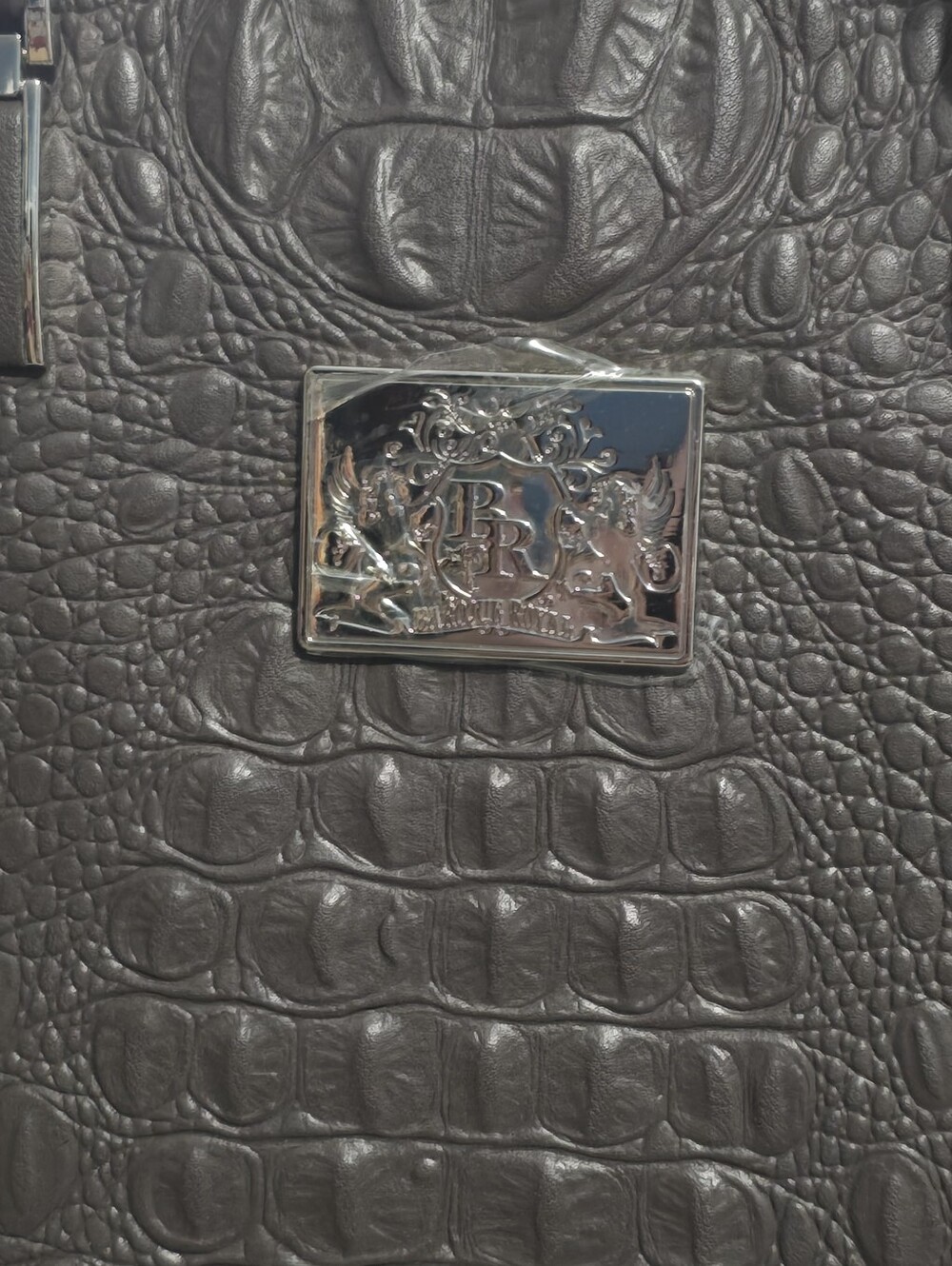 Baroque Royal Brown Vegan Leather Croc-Embossed Laptop Briefcase Bag - Picture 3 of 14